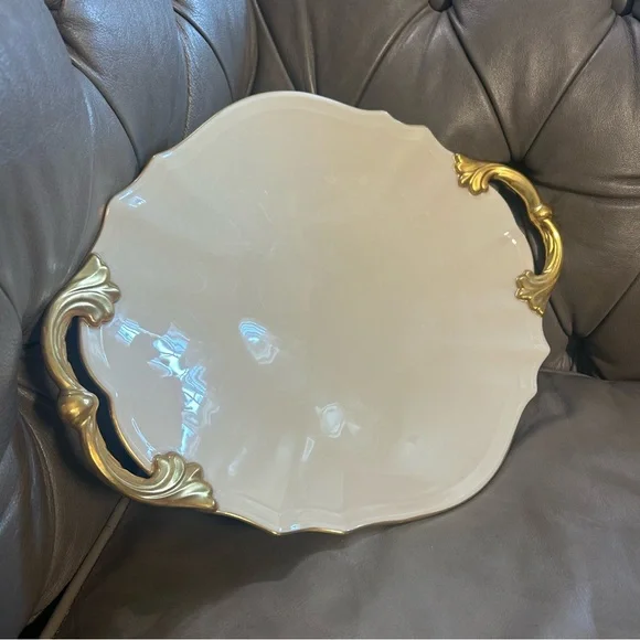 VTG Lenox Valencia Gold and Ivory Serving Platter Vintage - Picture 2 of 16